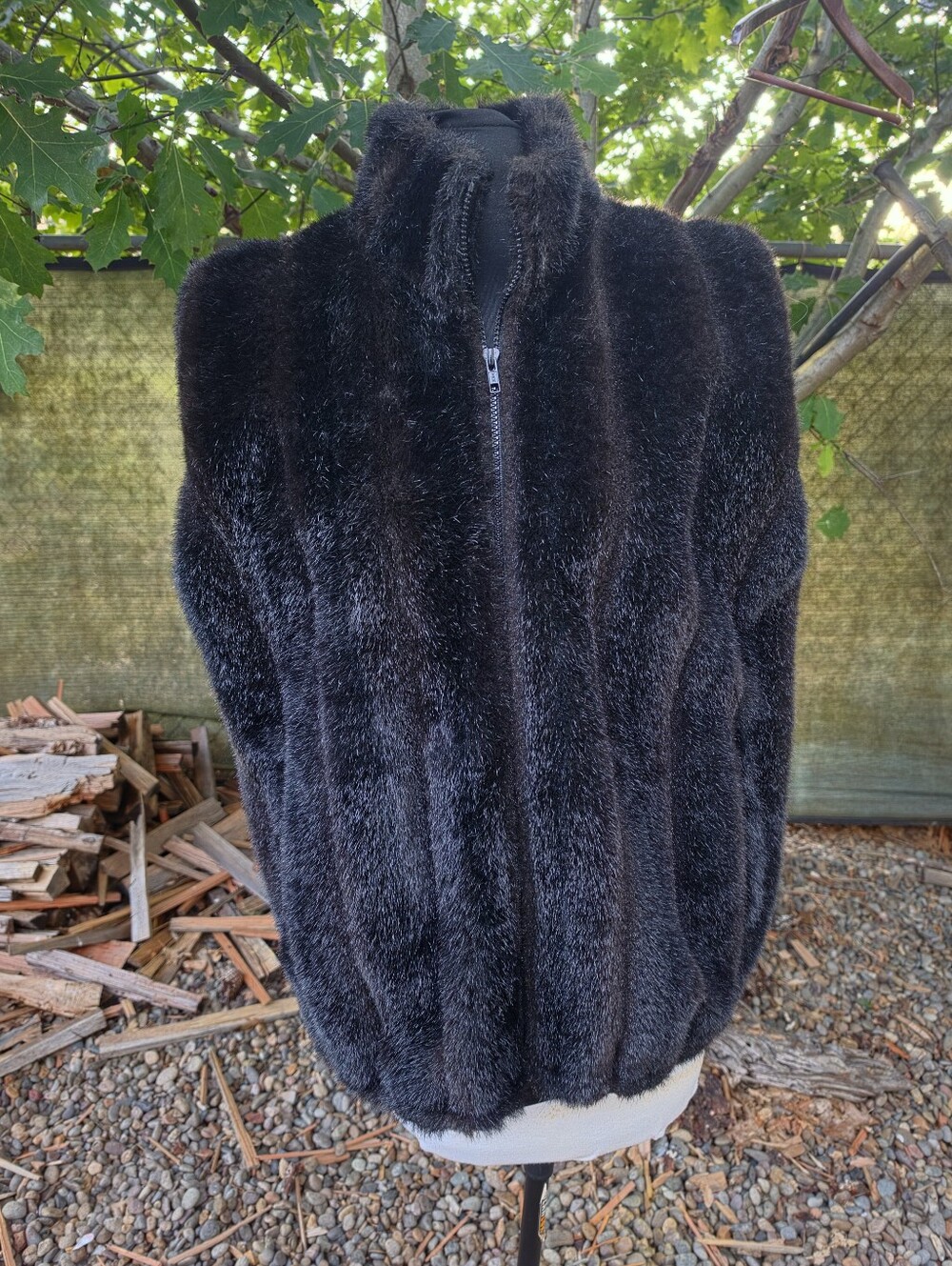 Vtg 80's Duffel Outdoor Faux Fur Vest Mob Wife Après-Ski Cabin Core Electro-Goth